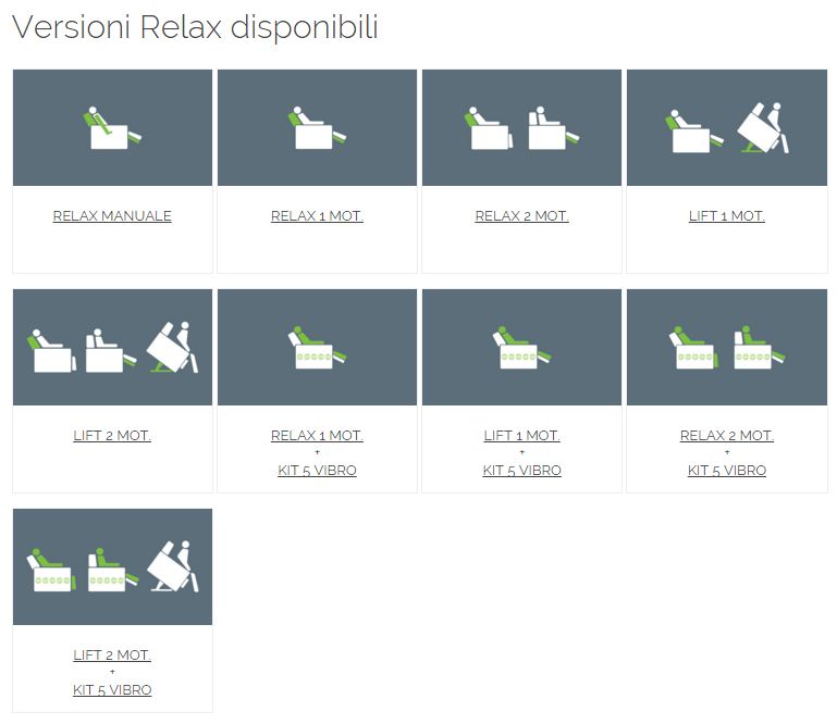 Versioni disponibili poltrona berge relax italia