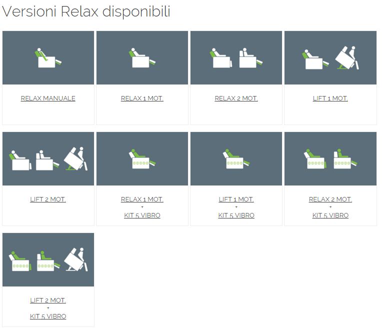 Versioni disponibili poltrona carina relax italia Versioni disponibili poltrona carina relax italia